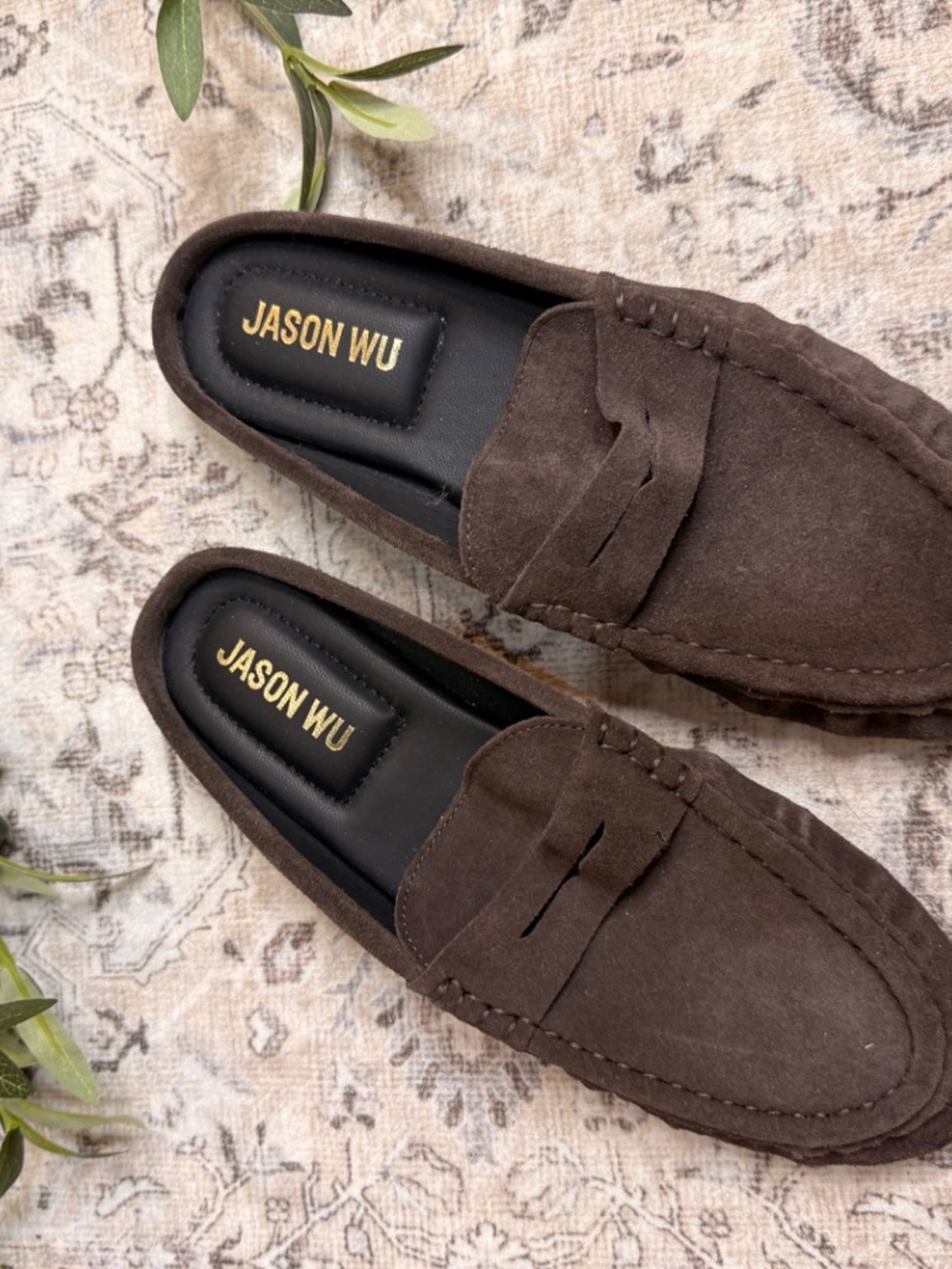 Jason Wu Brown Suede Penny Loafer Mules Women’s Size 7 Slip On Flats - Picture 4 of 4